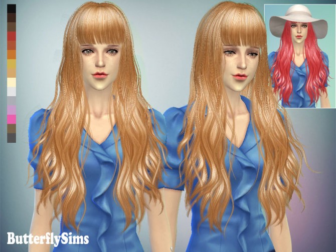 Long Wavy With Bangs Hair 049 Pay At Butterfly Sims Sims 4 Updates