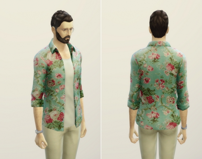 Floral blossom shirt for males at Rusty Nail » Sims 4 Updates