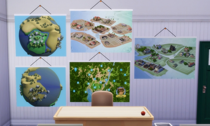 School CC: Maps (stickers) at Budgie2budgie » Sims 4 Updates