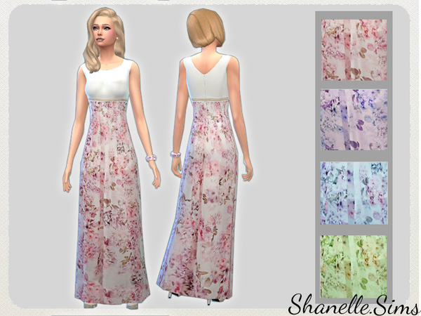 Floral Maxi dress by shanelle.sims at TSR » Sims 4 Updates