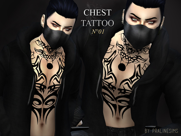 Chest Tattoo N01 by Pralinesims at TSR » Sims 4 Updates