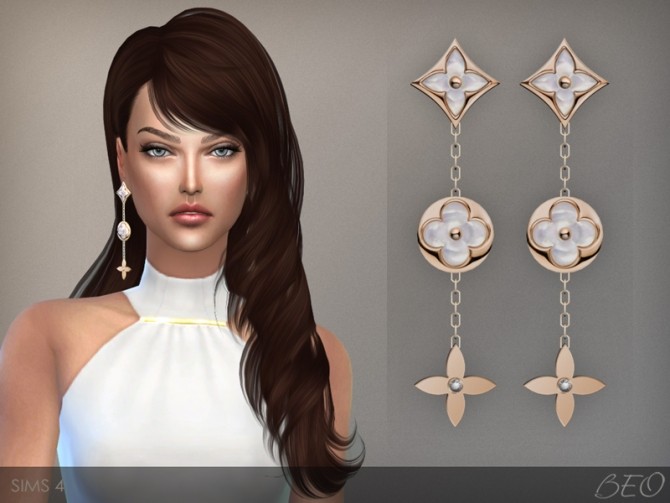 LV MONOGRAM PERLE EARRINGS at BEO Creations » Sims 4 Updates