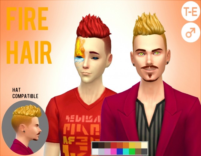 Aqua And Fire Hairs Skater Cap At Simduction Sims 4 Updates