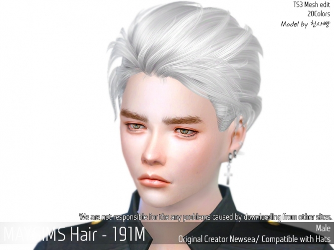 Hair 191M (Newsea) at May Sims » Sims 4 Updates