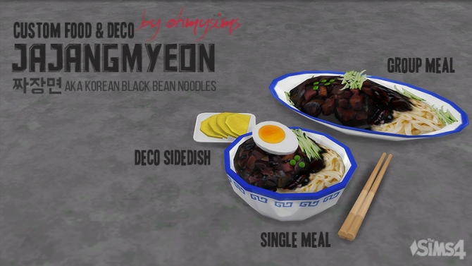 Jjajangmyeon Korean Black Bean Noodles by ohmysims at Mod The Sims