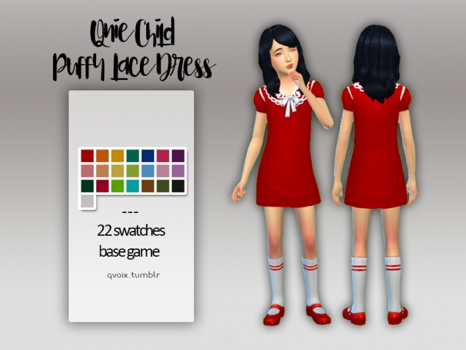 Child Puffy Lace Dress At Qvoix Escaping Reality Sims 4 Updates