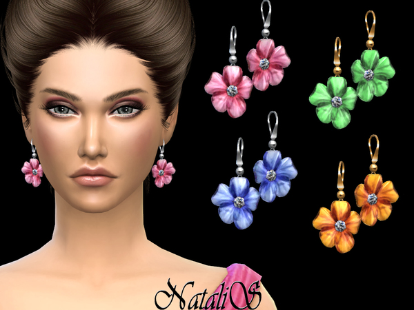 Carved Flower Drop Earrings By Natalis At Tsr Sims 4 Updates