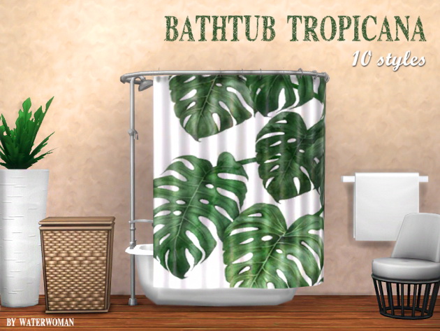 Tropicana Shower Curtain By Waterwoman At Akisima Sims 4 Updates