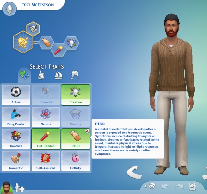 PTSD Trait v1.0 by piebaldfawn at Mod The Sims » Sims 4 Updates