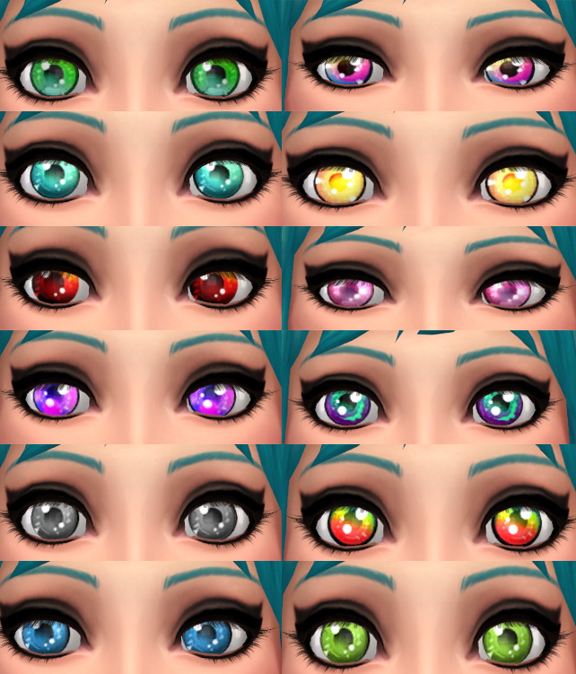 Anime Style Eyes Multiple Colors by Hollena at Mod The Sims » Sims 4