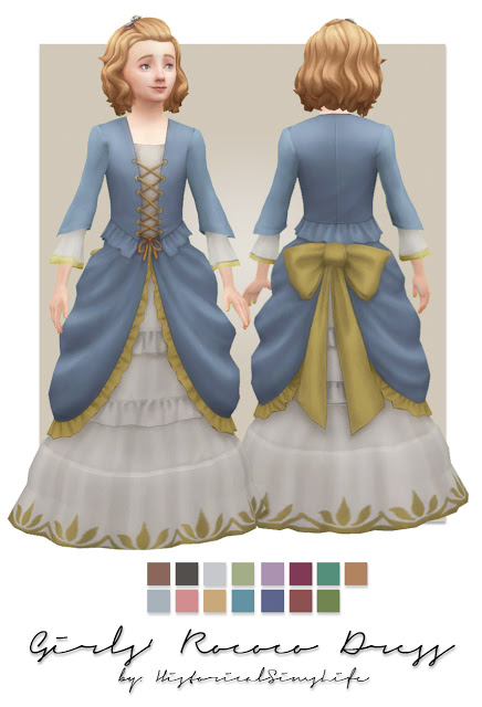 Girls Rococo Dress at Historical Sims Life » Sims 4 Updates