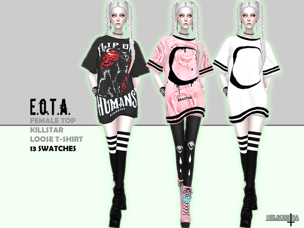 Eota Loose T Shirt Top By Helsoseira At Tsr Sims 4 Updates