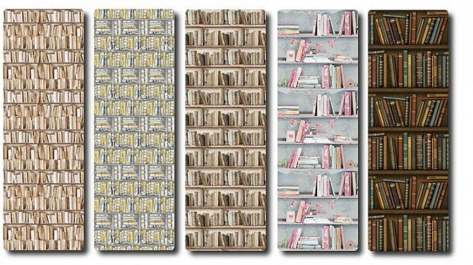 Wallpaper Set Bookshelf By Tatschu At Blooming Rosy Sims 4 Updates