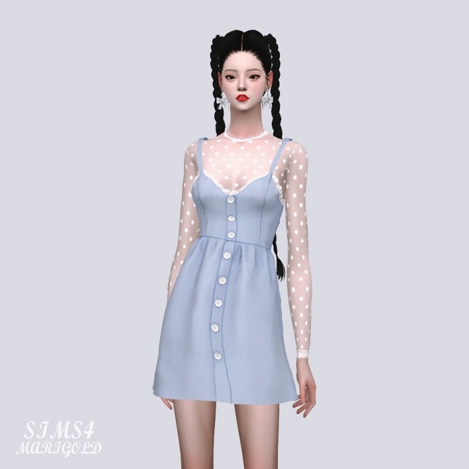 Love Lace Button Mini Dress P At Marigold Sims 4 Updates