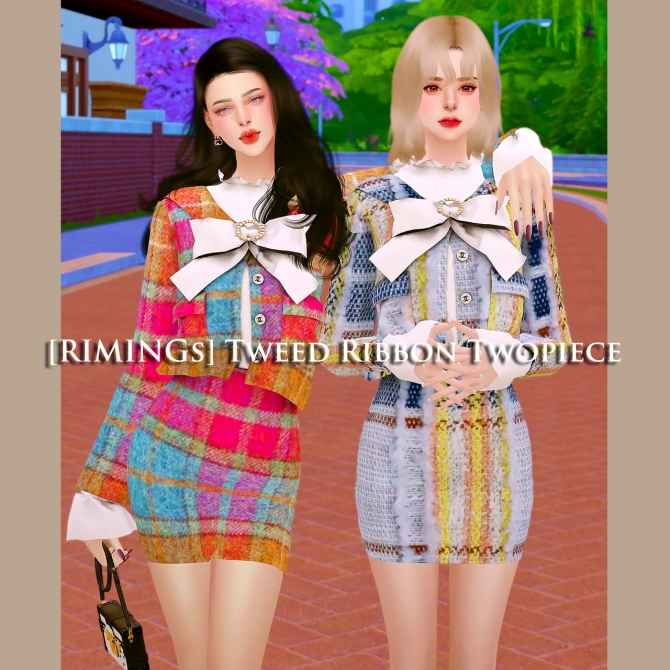 Tweed Ribbon Twopiece At Rimings Sims 4 Updates
