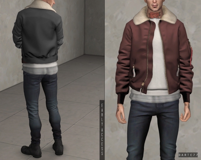 Bomber Jacket With Fur Collar P At Darte77 Sims 4 Updates