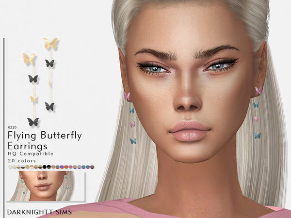 Flying Butterfly Earrings By Darknightt At Tsr Sims 4