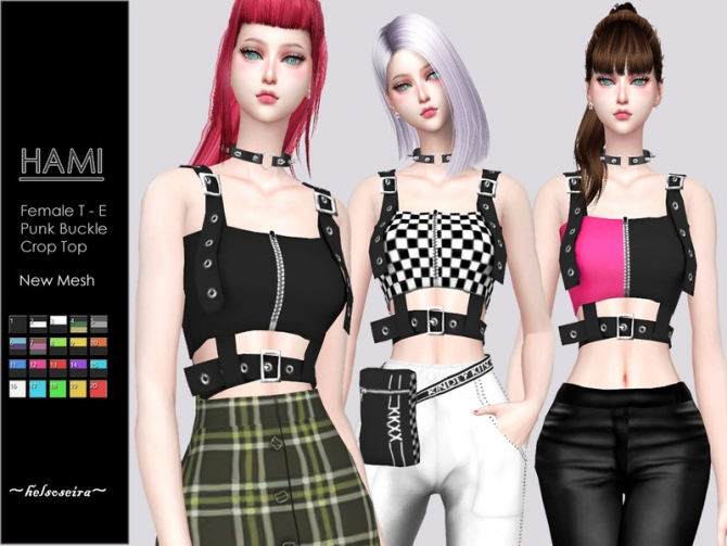 HAMI Punk Buckle Top by Helsoseira at TSR » Sims 4 Updates