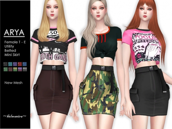 Arya Utility Mini Skirt By Helsoseira At Tsr Sims 4 Updates