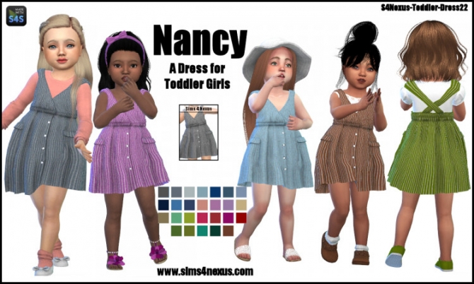 Nancy dress for toddler girls by SamanthaGump at Sims 4 Nexus » Sims 4