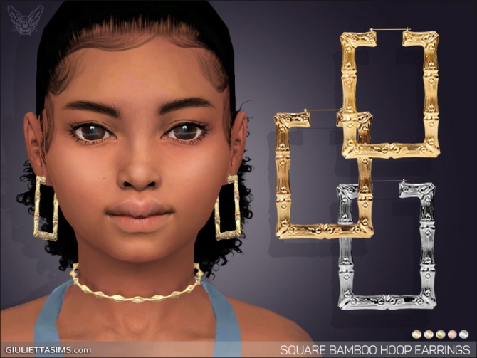 Square Bamboo Hoop Earrings For Kids at Giulietta » Sims 4 Updates