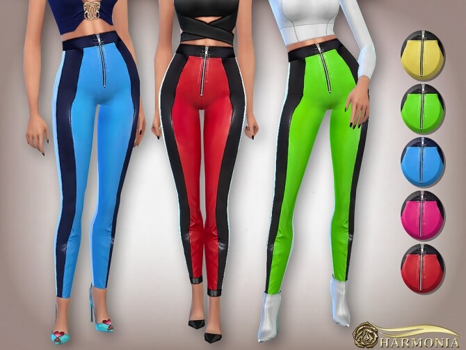 Zip Front Pu Leggings By Harmonia At Tsr Sims 4 Updates
