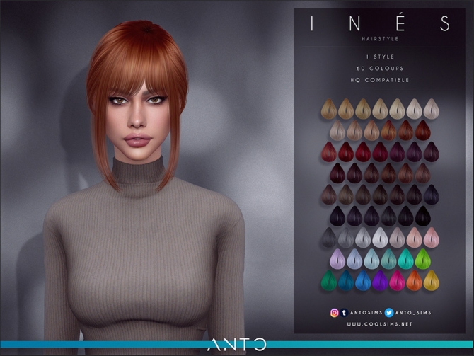Ines bun with messy fringe hair by Anto at TSR » Sims 4 Updates