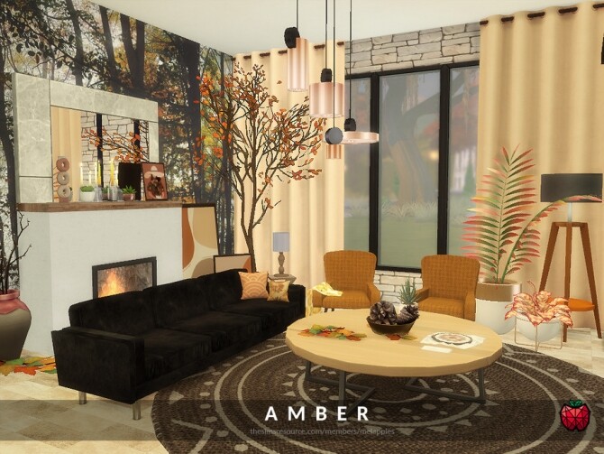 amber living room sims 4