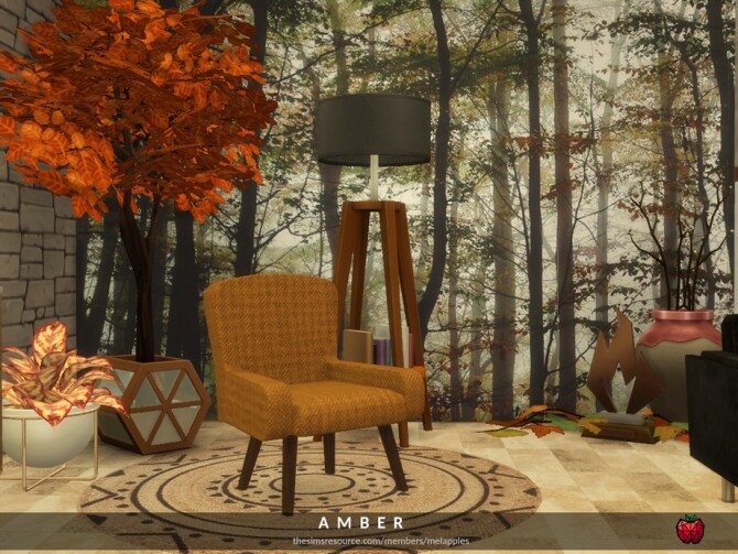 amber living room sims 4