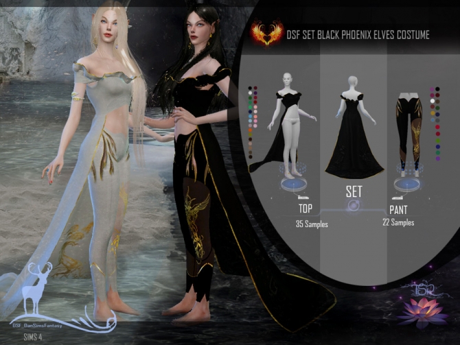 DSF SET BLACK PHOENIX ELVES COSTUME by DanSimsFantasy at TSR Â» Sims 4