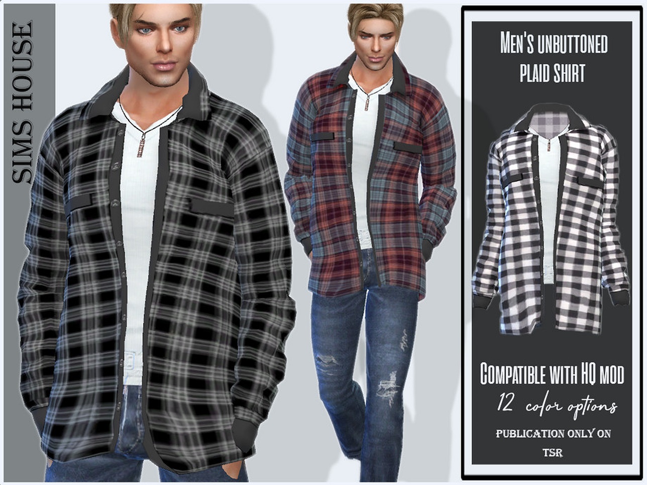 Unbuttoned Plaid Shirt By Sims House At Tsr Sims Updates