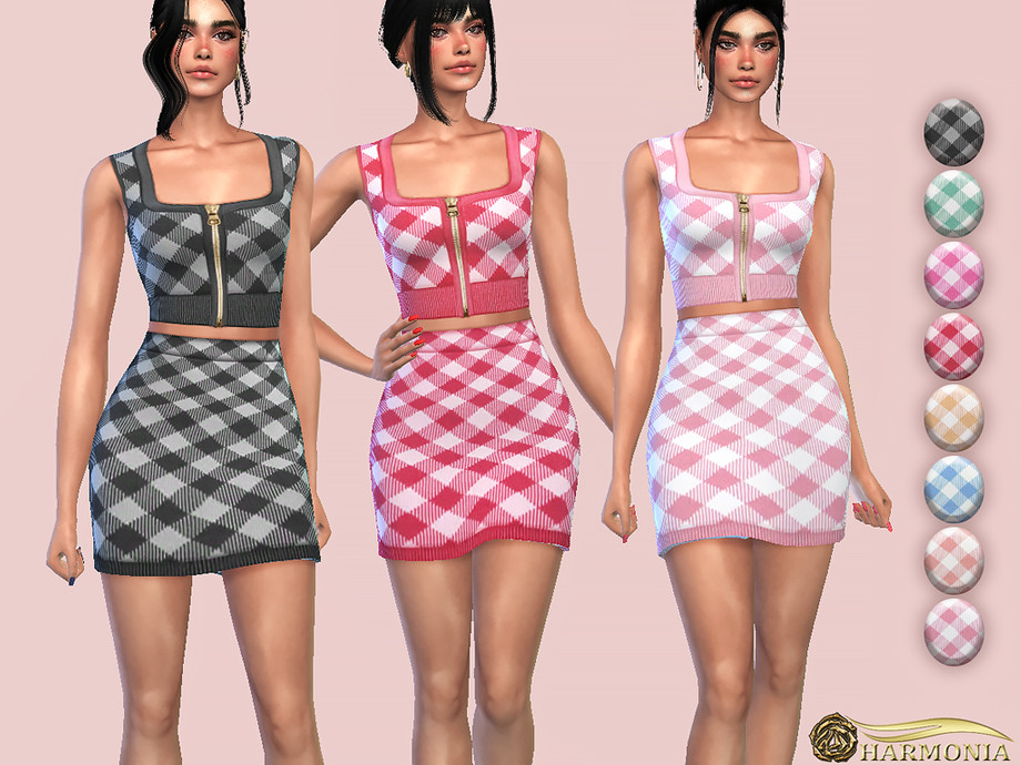 Gingham Check Mini Skirt By Harmonia At TSR Sims 4 Updates