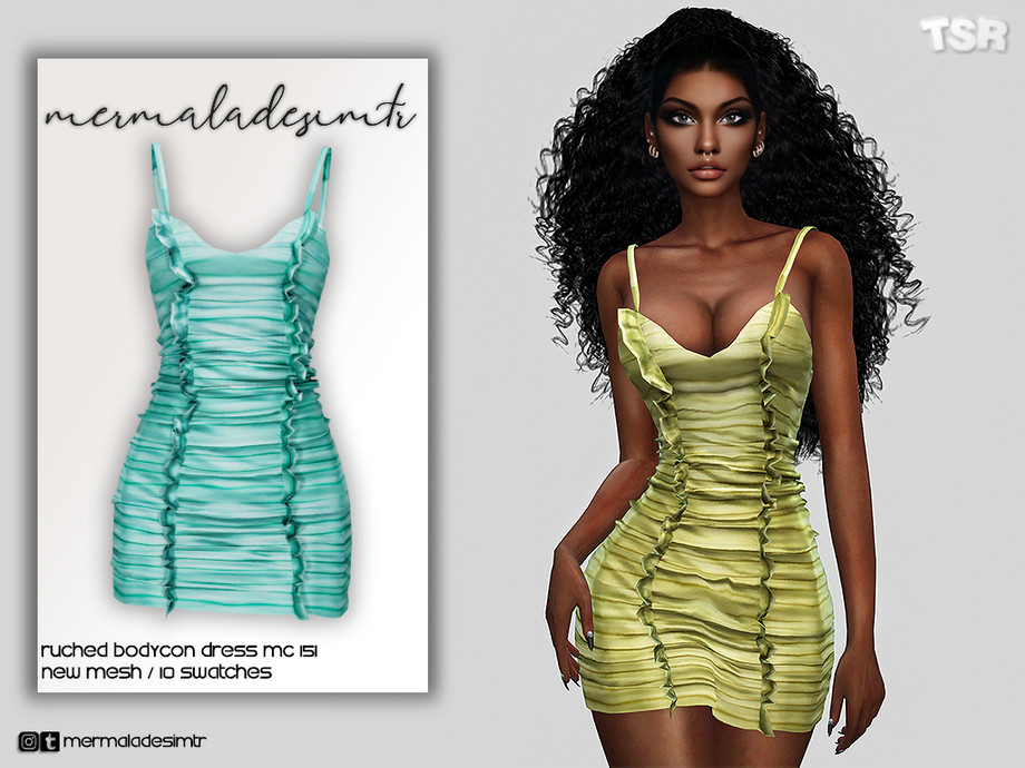 Ruched Bodycon Dress MC151 By Mermaladesimtr At TSR Sims 4 Updates