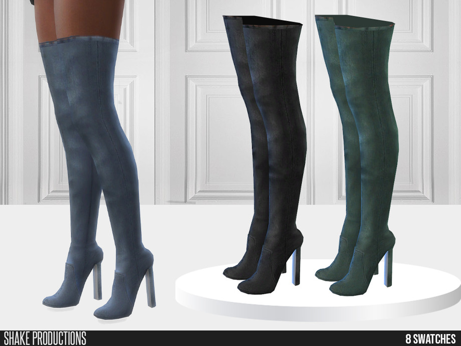 Denim High Heel Boots By Shakeproductions At Tsr Sims Updates