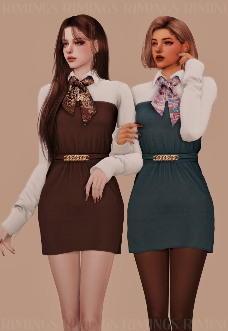 Scarf Shirt Short Dress At RIMINGs Sims 4 Updates