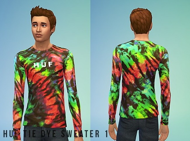 Sims 4 Huf Tie Dye Sweaters Non Default at Sims 4 Sweetshop