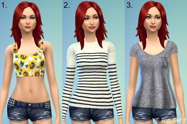 Sims 4 3 tops set at Jietia Creations