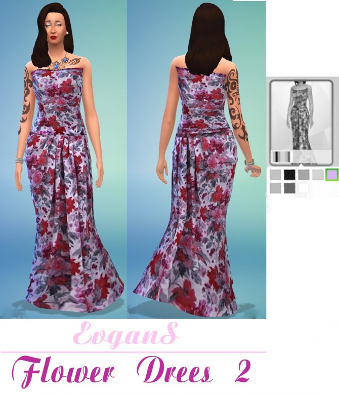Sims 4 Two floral dresses at Evgans