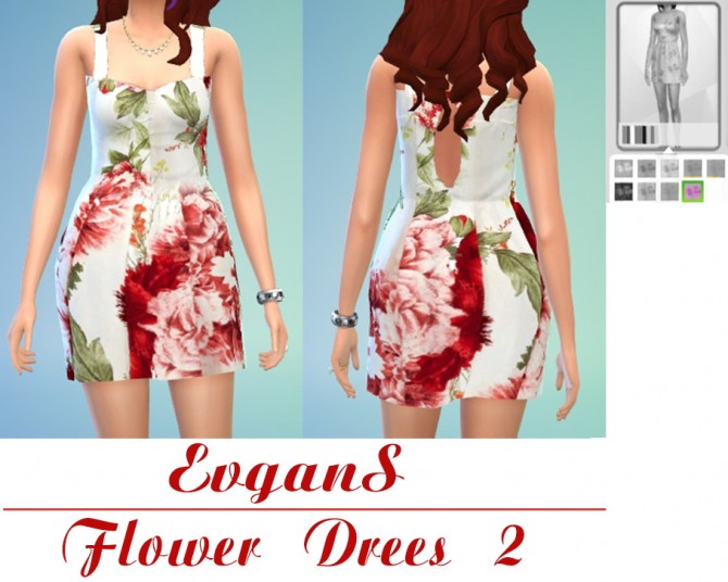 Sims 4 Two floral dresses at Evgans