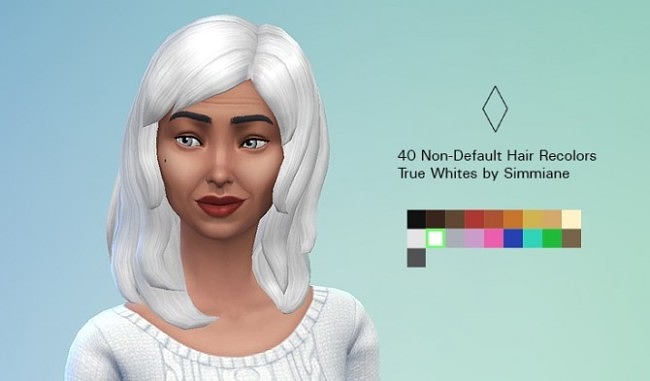 Sims 4 40 Non Default True White Hair Recolors at Simmiane
