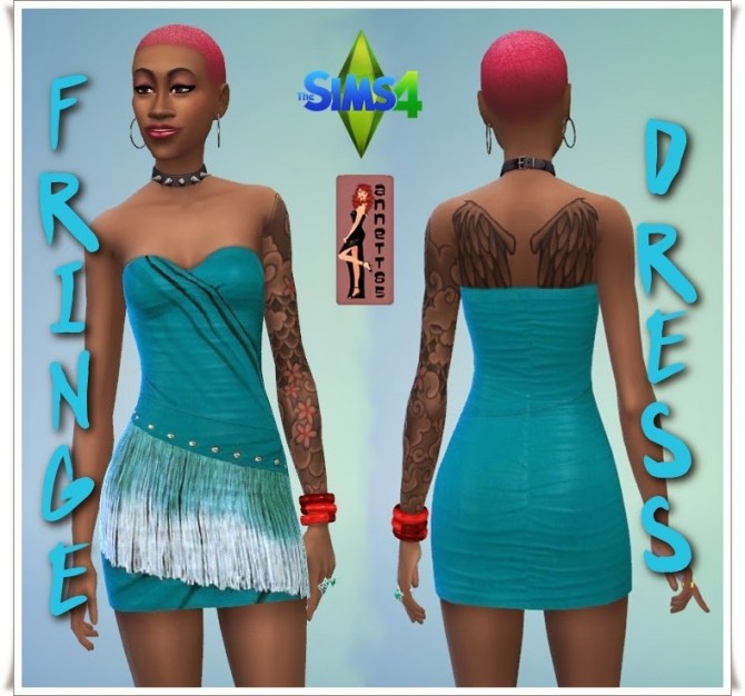 Fringe Dress at Annett’s Sims 4 Welt » Sims 4 Updates