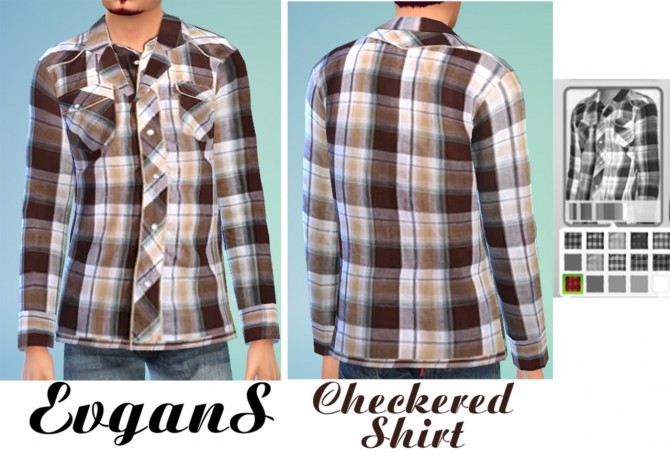 Sims 4 Checkered Shirt (Non Default), Lenses and Jeans at Evgans