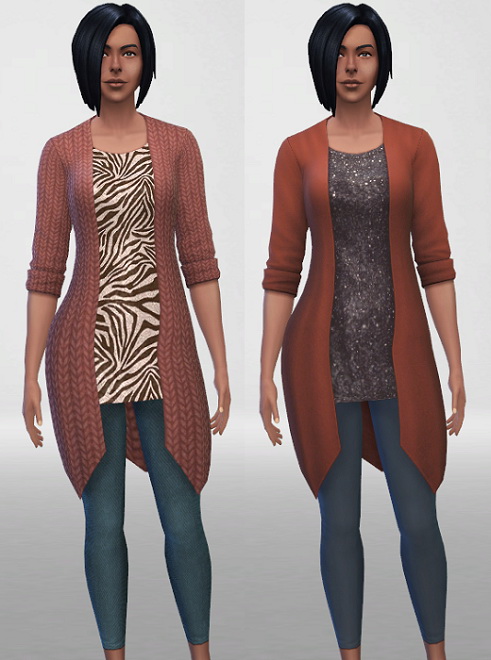 Sims 4 The long sweater outfit at ThatMalorieGirl