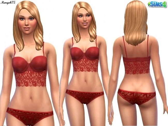 Sims 4 Red Lace Sleepwear by Margeh75 at Sims 3 Addictions