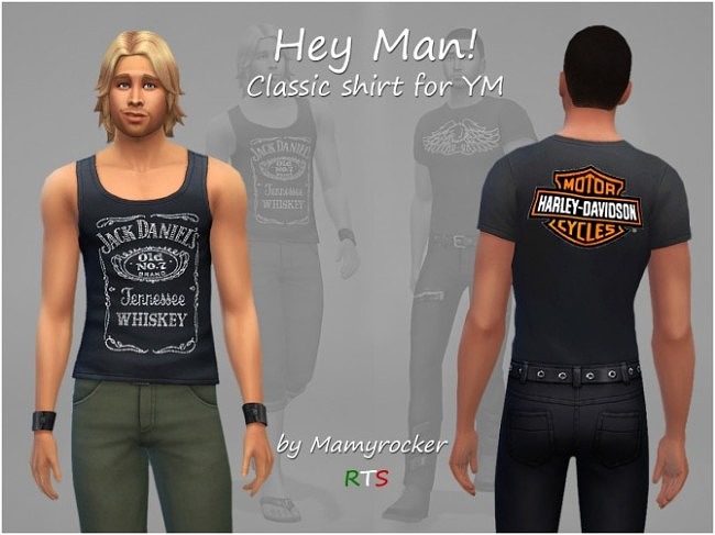 Sims 4 Hey Man! classic t shits by mamyrocker at Beware Of That Sim