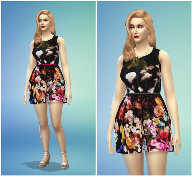Sims 4 Default replacement floral dress to Rusty Nail