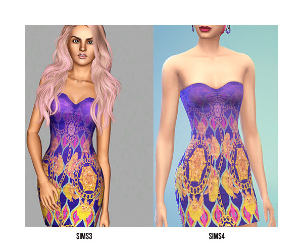 Sims 4 TS3 AND TS4 printed dress at Ecoast