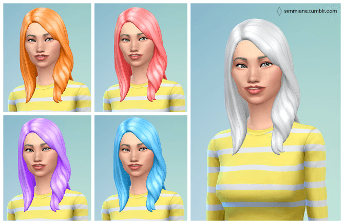 Long Wavy Subtle Hair Recolors by Agnes at Simmiane