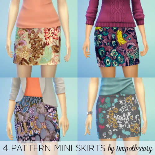 Sims 4 4 pattern mini skirts at Simpothecary
