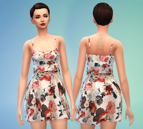 Sims 4 Floral Print Dress at Puresims